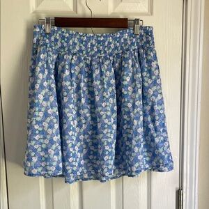 Old Navy Blue Floral Smocked Boho Cottagecore Coquette Mini Skirt